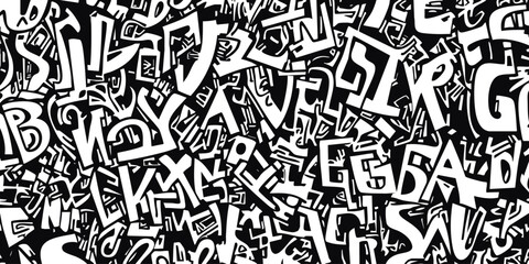 Obraz premium Abstract black and white pattern of stylized letters