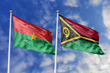 A Burkina Faso and Vanuatu flag, a metaphor for Pacific-African links, wave together against a blue...