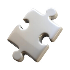 Obraz premium Single white puzzle piece 3d render isolated on transparent background
