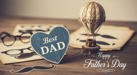 Father's Day card with best dad message and decorative elements