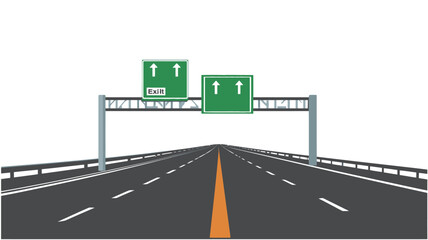 A highway with overhead signs pointing straight ahead.