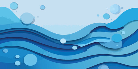 Abstract blue waves and bubbles