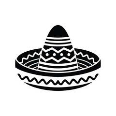 black mexican hat sombrero logo design concept silhouette style