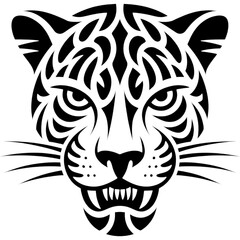 Intricate Black and White Tiger Head