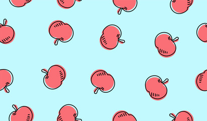 Cute apple fruits pattern background vector design