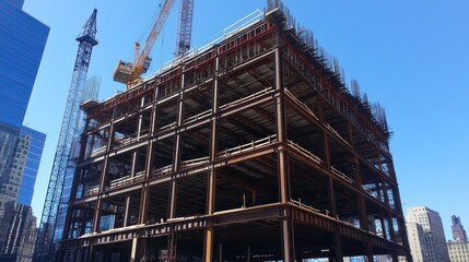 Steel Structure of a Building Under Construction