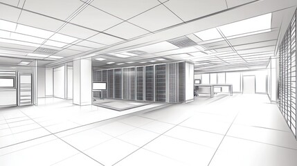 Architectural sketch of a modern server room