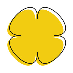 Yellow floral symbol with loose doodle edge and geometric petals. Warm and inviting with retro vibes.