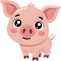 Pig Character with a Cute Expression