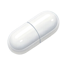 White pill capsule isolated on white background