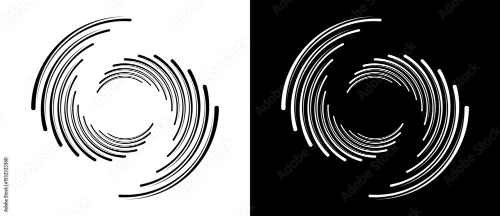 Poster abstract background with lines in circle. art design spiral as logo or icon. a black figure on a whi