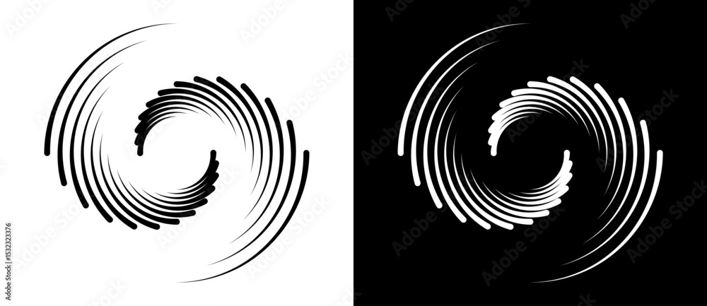 Poster abstract background with lines in circle. art design spiral as logo or icon. a black figure on a whi