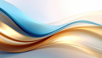 Obraz premium Dynamic curved waves in blue and gold abstract design digital art smooth environment aesthetic viewpoint