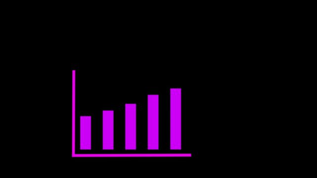 Financial business Loss down graph chart.   Abstract glowing business graph.  graph chart showing marketing sales profit increasing to future target .