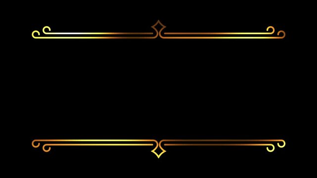 Shiny Gold Ornamental Frame on Black Background &ndash; 4K Luxury Vintage Border