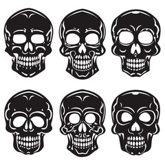Obraz premium This image shows six stylized skull face masks, perfect for Halloween or themed parties.