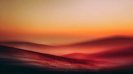 Fiery Sunset: Misty Mountain Panorama