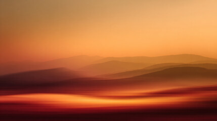 Sunset Landscape: Abstract Warm Hues & Blurry Horizons
