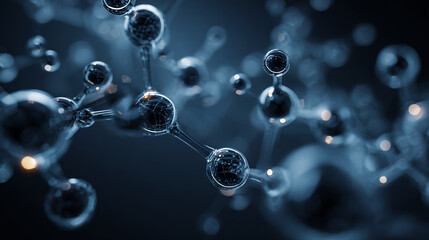 Microscopic Molecular Structure: Abstract 3D Rendering of Connected Spheres