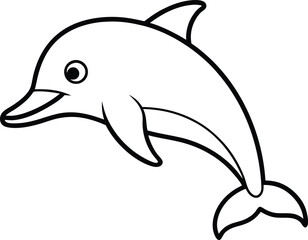 Naklejka premium dolphin icon line art vector illustration on transparent background