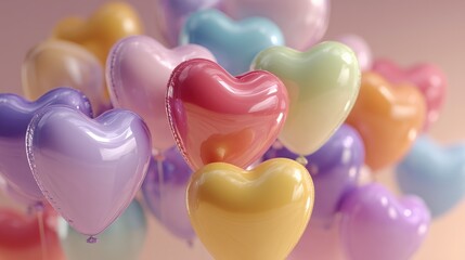 Colorful Pastel Heart Balloons Celebrating Pride and Love