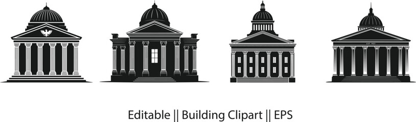Institutional Architecture Silhouette – Symmetrical Structure with Formal Design