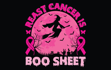 Halloween Breast Cancer Awareness T-Shirt Design | Pink Ribbon | Spooky Cute | Support Tee