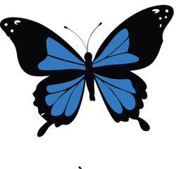 Striking Blue and Black Butterfly Vector Illustration - Minimalist and Elegant Insect Design for Modern Graphics and Nature Concepts