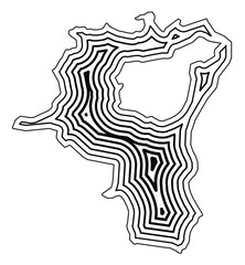 Symbol Map of the Kanton Sankt Gallen (Switzerland) showing the state border buffered inside with black tapering lines