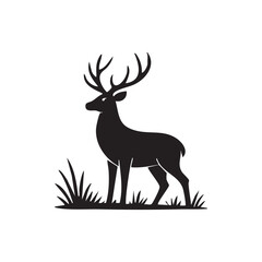 majestic-deer-silhouette-field-vector