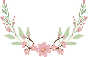 Floral Wreath Frame of Flowers for Wedding Invitation 