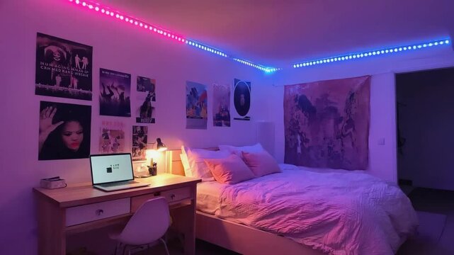 Bedroom Ambiance: LED Lighting and Cozy Aesthetic
