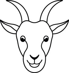 Fototapeta premium goat head icon line art vector illustration on transparent background