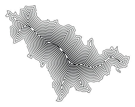 Symbol Map of the Province Jilin (People's Republic of China) showing the state border buffered inside with black tapering lines