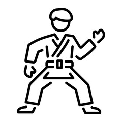 A linear style icon showing a person doing karate