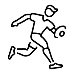 A linear style icon showing a person playing with rugby ball