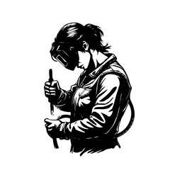 illustration of welder silhouette vector