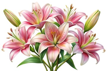 Elegant composition featuring a stunning bouquet of pink and white Stargazer lilies