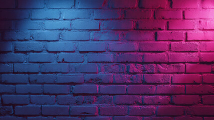 Neon Brick Wall Background: Pink & Blue Light Texture