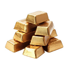 A haphazard stack of gleaming gold bars, reflecting light, suggesting wealth and prosperity