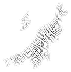 Symbol Map of the Prefecture Niigata (Japan) showing the state border buffered inside with black tapering lines