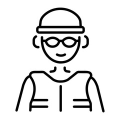 A line style icon of swimmer