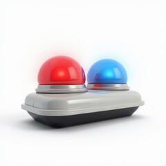 3D Car Roof Emergency Light with Red and Blue Glowing Domes — Floating Warning Signal