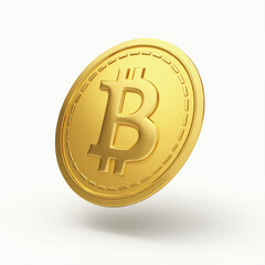 3D Golden Coin with Dollar and Bitcoin Symbols Spinning Floating