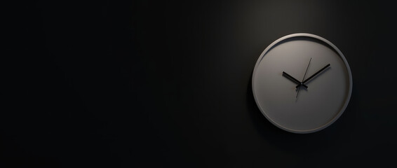 Clock with Missing Numbers on Black Background, Hyperrealistic Studio Shot
