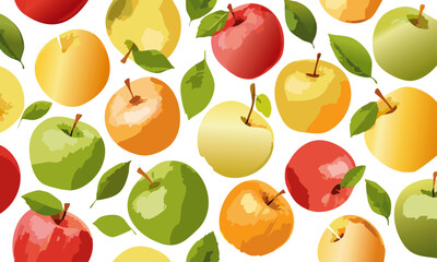 seamless pattern with falling apples fruits vector design