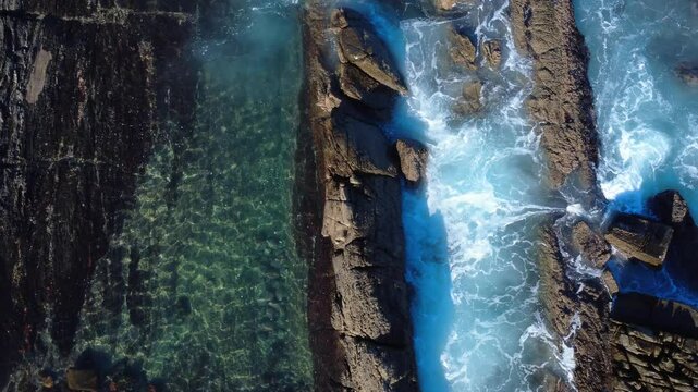water flowing into a tidal pool
