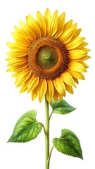 Obraz premium Close up of a vibrant yellow sunflower with lush green leaves