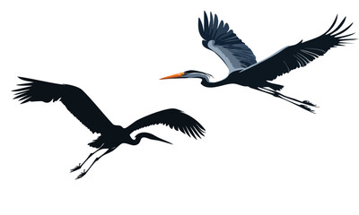 Silhouette of a heron flying vector wildlife nature graphic design