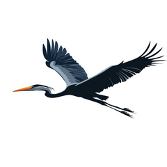 Silhouette of a heron flying vector wildlife nature graphic design